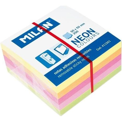 Cartoncini misti neon, mini cubo, 50x50, 250 pezzi. Milano