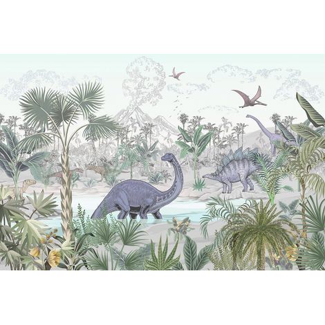 Papier peint panoramique Enfants - Dinosaures - 130 cm x 87 cm (1/2)