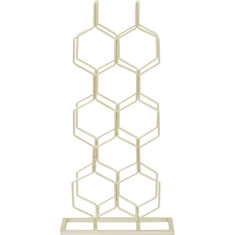 Premier Housewares Wine Rack / Racks With Gold Finish Free Standing Metal Wire Wine Storage Holder Geometric Shaped Bottle Rack With Vintage Look 20 x 57 x 28