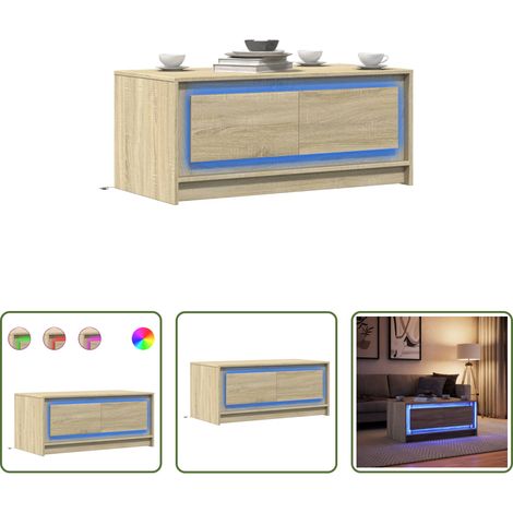 Holzwerkstoff Couchtisch - LED-Couchtisch Sonoma-Eiche Holzwerkstoff (1/5)