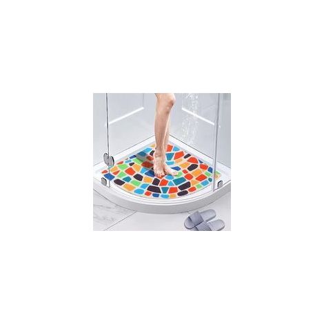 Tapis de Douche d'angle Loofah,Tapis de Bain Antidérapant Anti Moisissure 60 x 60 cm,Tapis de Douche pour Douche Intérieure Extérieure, Tapis de Bain Secteur Lavable pour Sol de Salle de Bain (1/4)