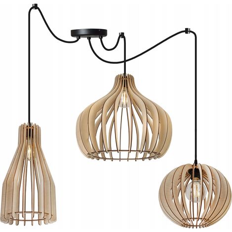 LÁMPARA DE TECHO COLGANTE MODERNA DE MADERA MIX LED
