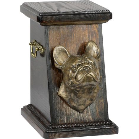 Bouledogue français - une urne funéraire élégante ornée d'une statuette, une urne commémorative avec un buste de chien par Art-Dog (1/5)