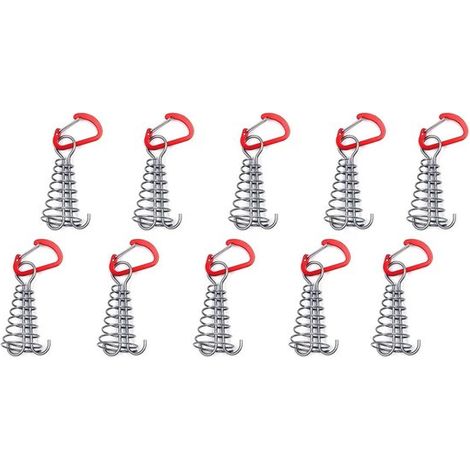 10 Anclajes Terraza, Correas Anclaje Toldo Tienda, Clavos Octopus, Ganchos Fijos, Nudo Montañismo Forma D, Camping, Terraza Madera Exterior, Rojo (1/5)