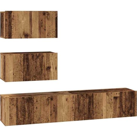 Ensemble meuble TV  Banc TV  Armoire TV 4 pcs Bois ancien Bois d'ingénierie (1/5)