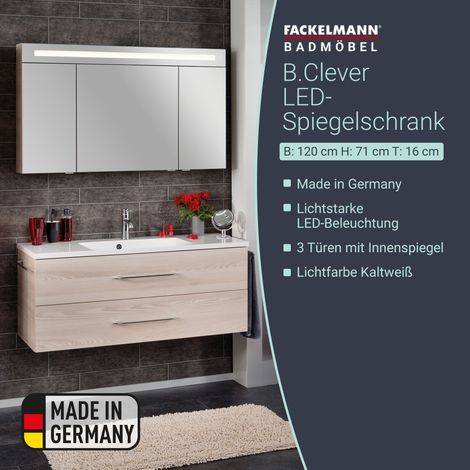 FACKELMANN B.clever Spiegelschrank 120cm - 3 Türen Korpusfarbe: (1/5)