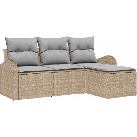 Maison Exclusive - Gartensofa-set Beige Poly-Rattan