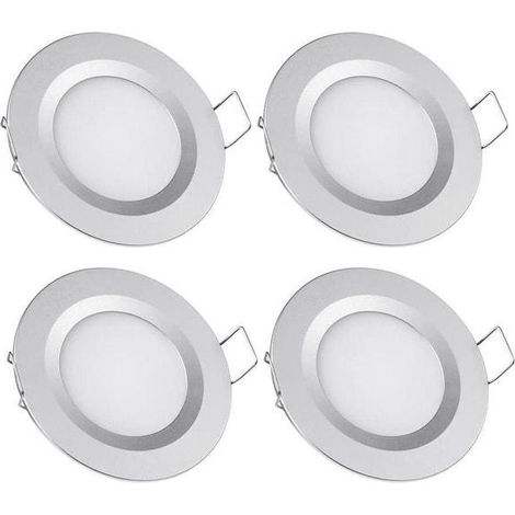 spots LED encastrés (finition argentée) pour camping-car, bateau, caravane, fourgon, yacht, blanc chaud (1/5)
