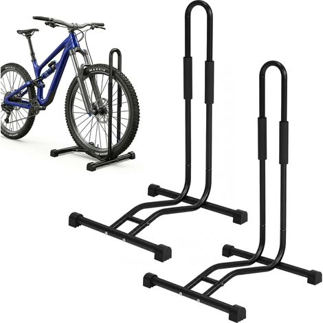 Relaxdays Support vélo lot de 2, H x L x P 76 x 38 x 40 cm, acier, jusqu'à 29 pouces, mousse, noir (1/5)