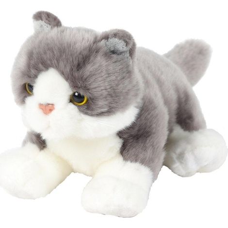 Graue, liegende Katze, 30 cm