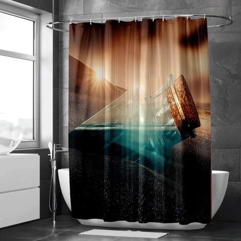 Rideau de douche nature sauvage champêtre, style cottage, tissu lavable en machine - 90x180cm (1/5)