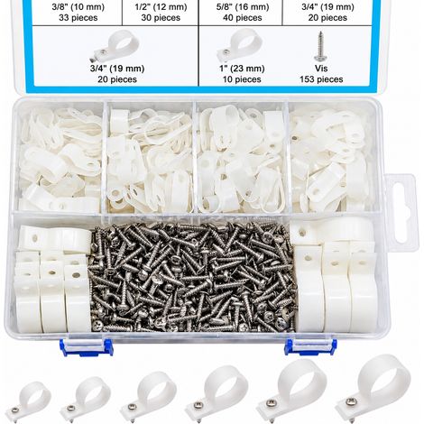 Kit serre-câbles type R nylon blanc - 306 pièces avec vis 28.5152cm 390g 20 × 10 × 3 cm 200 g – Livraison gratuite