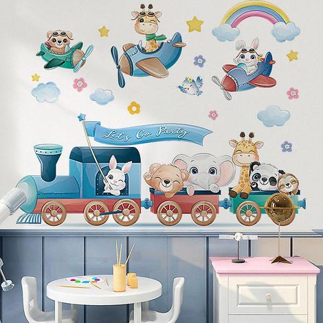 2 Pcs Stickers Muraux Animaux De La Fort Autocollants Muraux Mural Stickers Pour Chambre Salon Mur Tv (1/5)
