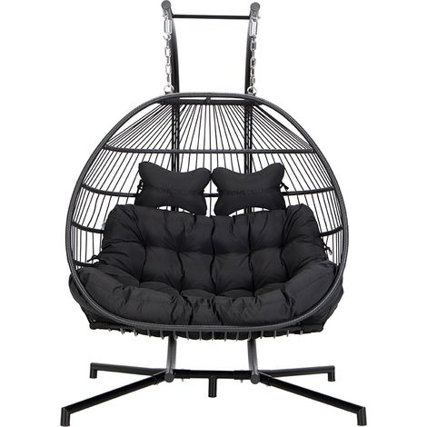 HOME DELUXE Hängesessel LOMA – Faltbar, 2 Sitzer in Schwarz Hängekorb, Hängestuhl, Gartenmöbel, Gartenschaukel  faltbarer Hängesessel, hängesessel für den Garten, hängesessel LOMA