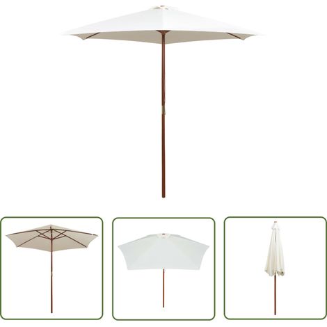 Parasol avec poteau en bois 270 x 270 cm Blanc crème (1/5)