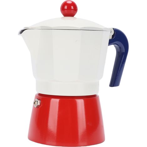 Moka 150ml Aluminium 3 Tasses, Valve Unique pour Café Cubain Cafetière Italienne à Gaz Portable Rouge Bleu Camping Maison (1/5)