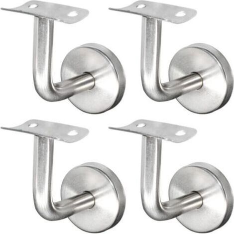 Support de rampe d'escalier en acier inoxydable 304, fixation murale, garde-corps en bois, argent (4 pièces)