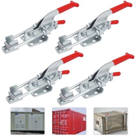 4 loquets à bascule métalliques, loquets à bascule réglables, capacité de charge maximale de 350 kg / 770 lb, loquets à levier en acier inoxydable pour armoires, tiroirs, portes et fenêtres (1/5)