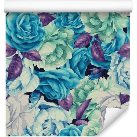 Precioso papel pintado de rosas de colores para salón y dormitorio, 50x1000 cm. (1/5)