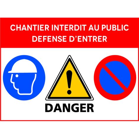 Signalisation de Travaux Temporaires Panneaux de Travaux Temporaires. Danger Chantier Temporaire - Chantier interdit au public défense d'entrer - Panneau rétroréfléchissant