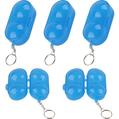 Lot de 5 boîtes de rangement en plastique pour balles de ping-pong (2 balles) avec chaînette, bleu (1/5)