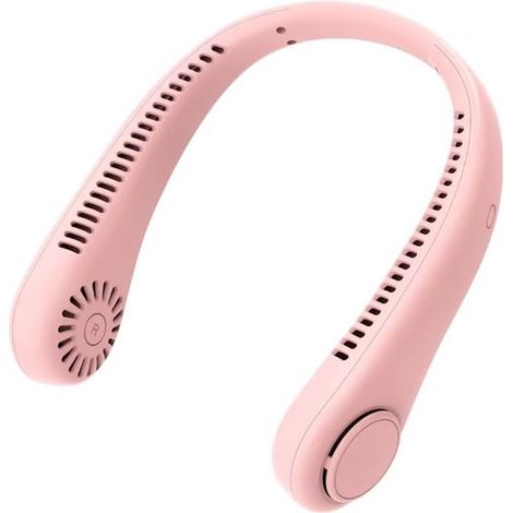 Ventilador de cuello portátil sin aspas con 3 velocidades,refrigeración de 360°,recargable por USB,para uso doméstico y en exteriores (rosa) (1/5)