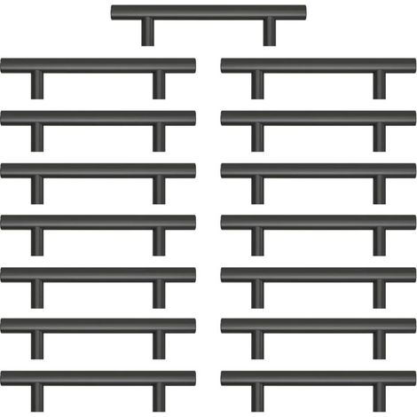 Set mit 15 Küchenschrankgriffen, Edelstahl-Schrankgriffe, schwarze Küchentürgriffe, 96 mm Lochabstand, für Schränke und Schubladen (mit Schrauben) (1/4)