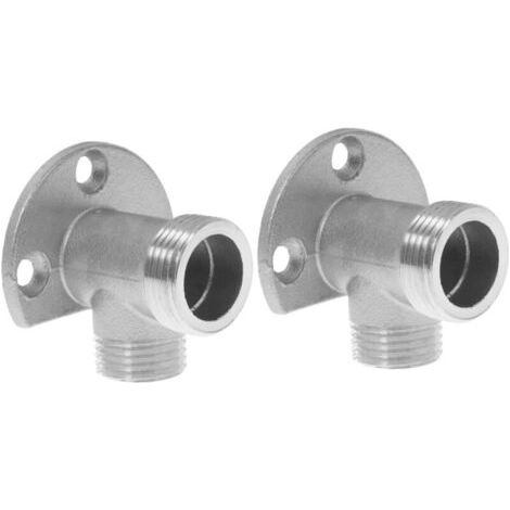 Connecteur Mural en Acier Inoxydable 5.3X5X2.54Cm Adaptateur Robinet Douche sans Creusage Support Fixation pour Système Douche Extérieur (1/5)