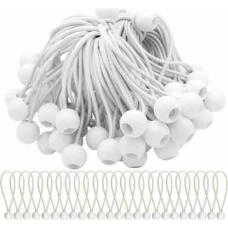 Packung mit 75 elastischen Kordeln (150 mm) mit Bungee-Kugeln – Hohe Festigkeit zur Befestigung von Festzelten, Zelten und Planen – Dehnbarkeit bis zu 300 mm (1/5)