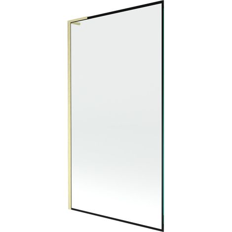 Mexen Next L paratia per vasca da bagno 1 anta 100 x 150 cm, cornice nera, oro spazzolato - 895-100-000-03-70-55 (1/5)