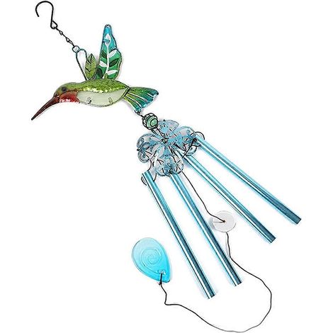 Carillon éolien en verre vert colibri, pendentif de haute qualité pour décoration murale, fenêtre ou porte. (1/4)