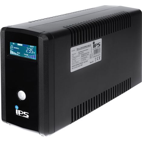 TM-LI-OFFICEPRO-600-F2: Gruppo di continuità per ufficio a onda sinusoidale modificata 230 V CA 600 VA/360 W con alloggiamento in plastica, 1 batteria da 12 V/7 Ah, display LCD, USB...