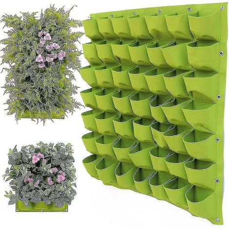 Schwarze und grüne Wandpflanztaschen, Blumentöpfe, Pflanzsäcke, vertikale Pflanzgefäße für Sukkulenten, Wohnaccessoires – 18 Fächer – Grün (1/4)