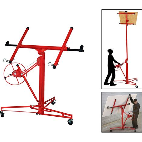 Jiubiaz Plattenheber Montagehilfe Panelheber Paneelheber Plattenlift Set Griff für Rigips Fliesen Trockenbau Rot (1/5)