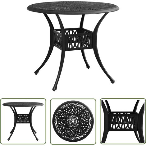 The Living Store Gartentisch Schwarz 90x90x74 cm Aluminiumguss - Gartentisch - Aluminiumtisch - Esszimmertisch - Außentisch - Terrasse (1/5)