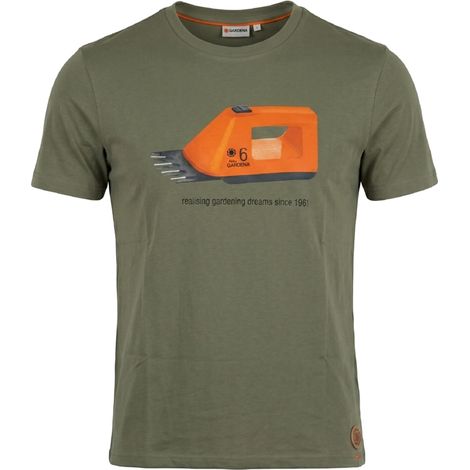Gardena Herren T-shirt mit Print Rundhals Kurzarm Baumwolle Olivgrün Gr. L