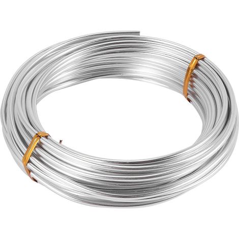 Fil d'aluminium de 3 mm, fil argenté de 10 m pour la création de bijoux, le modelage d'argile, les bonsaïs et le modélisme. (1/4)