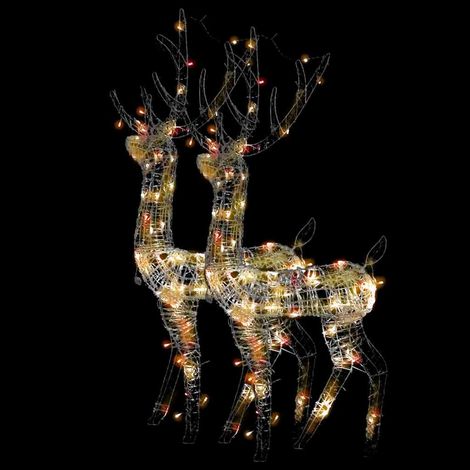 Rennes de Noël Lumineux Décoration LED Intérieur Extérieur Acrylique Multicolore Lot de 2 (1/5)