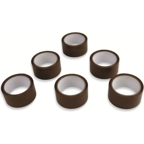 Ruban adhésif d'emballage KINZO, 6 pièces, 48 mm x 50 m, marron