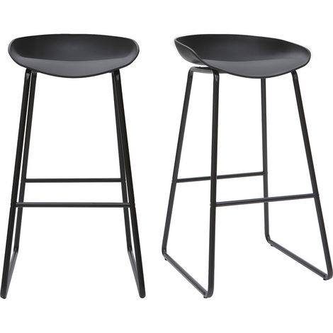 Tabourets de bar design noirs H75 cm (lot de 2) PEBBLE (1/5)