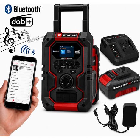 Einhell TE-CR PXC Digital DAB Site Radio Bluetooth Speaker USB 4.0ah Battery Kit (1/5)