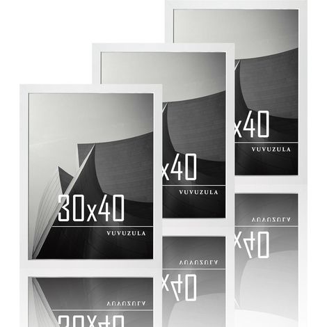 VUVUZULA Bilderrahmen 30x40cm Weiß Holz Fotorahmen 3er Set (1/5)