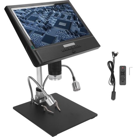 Microscope numérique avec écran IPS de 10 pouces, 2 MP, grossissement 260x, microscope d'inspection avec éclairage LED pour l'électronique (1/5)