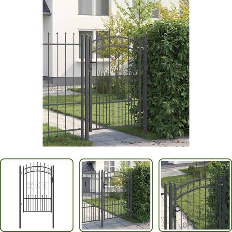 Portail de clôture - Portail de clôture avec pointe Gris 103 x 200 cm Acier (1/5)