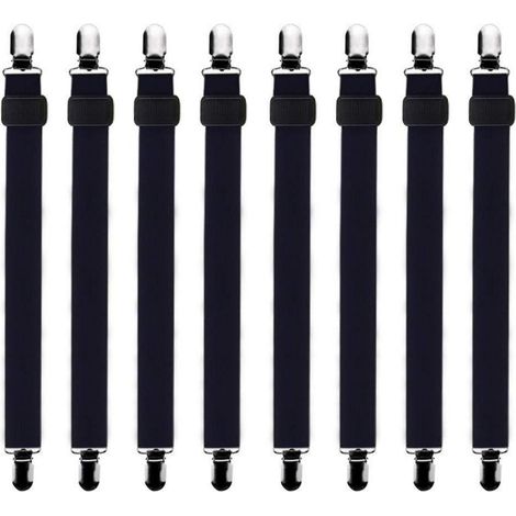 Tendeur de drap réglable 8 pièces Noir, 30-120cm, élastique