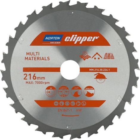 NORTON PIŁA TARCZOWA 216mm x 30mm x 24z MULTI MATERIALS DEMOLITION (3,0/2,0)