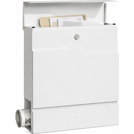Boîte aux lettres Claude Boîte aux lettres murale avec Porte-journaux Blanche Verrouillable (1/5)