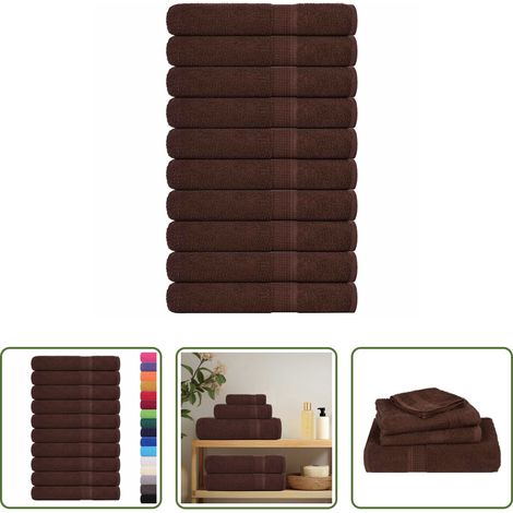 vidaXL Baumwolle - Handtücher FROGN 10 Stk. Braun 100x200 cm 360 g/m² (1/5)