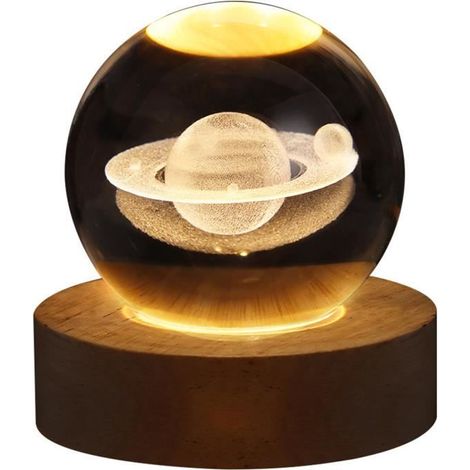 Lampe décorative - Saturne - Cristal - 6CM - Lumière chaude 3000K (1/4)