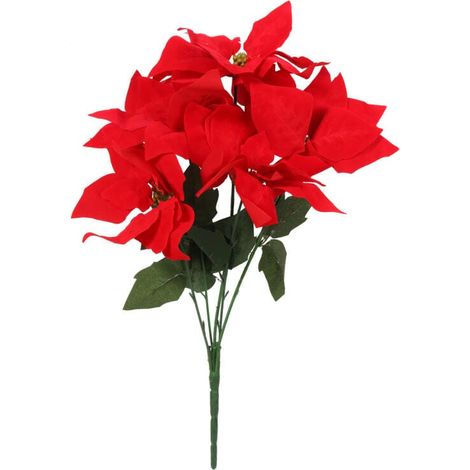 Bouquet di 5 stelle di Natale artificiali, 50 cm, rosse (1/3)
